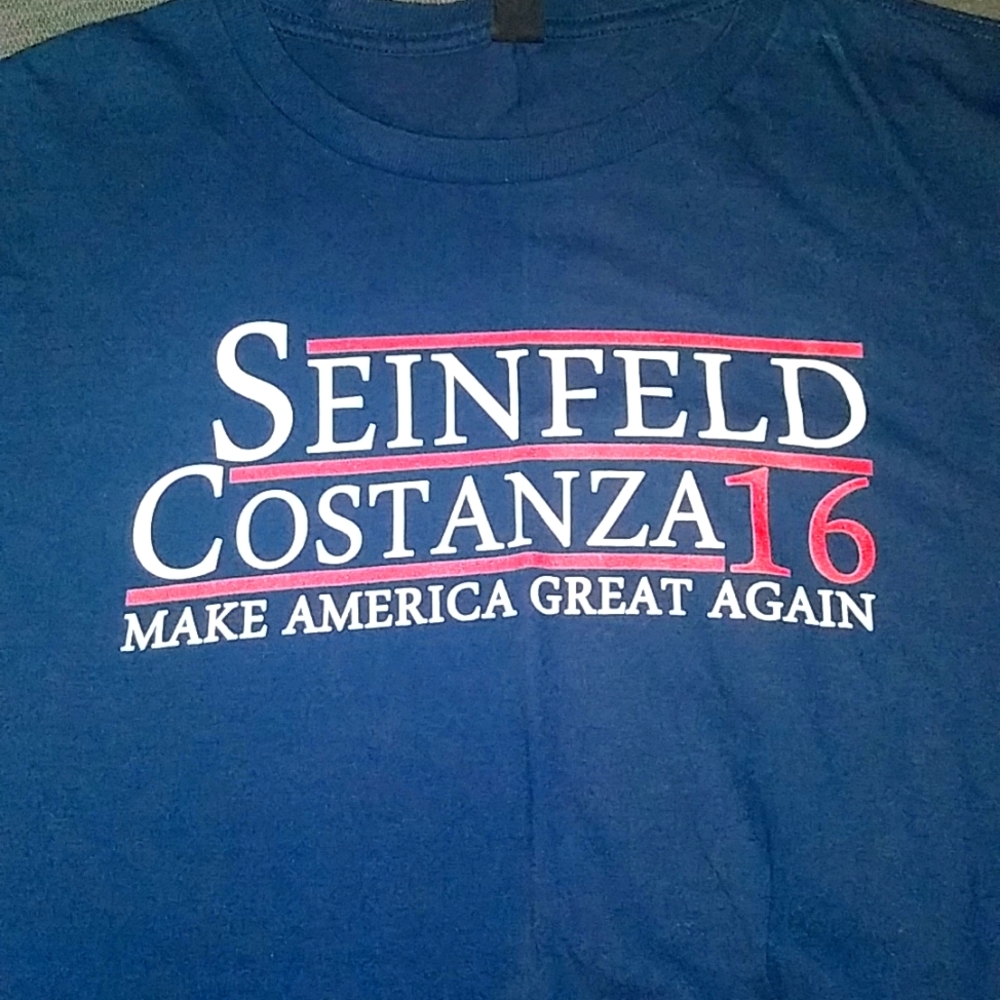 Size medium blue "Seinfeild Costanza 2016" campaign t-shirt.